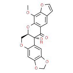 8-Methoxy-13aα-hydroxy-6,6aα-dihydro-1,3-dioxolo[6,7][1]benzopyrano[3,4-b]furo[3,2-g][1]benzopyran-13(13aH)-one结构式