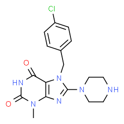 7-(4-chlorobenzyl)-3-methyl-8-(piperazin-1-yl)-3,7-dihydro-1H-purine-2,6-dione结构式