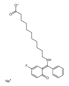 sodium,11-[[(Z)-(3-fluoro-6-oxocyclohexa-2,4-dien-1-ylidene)-phenylmethyl]amino]undecanoate结构式