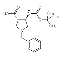 反式-4-boc-氨基-1-苄基吡咯烷-3-羧酸结构式