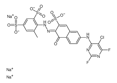 trisodium 2-[[6-[(5-chloro-2,6-difluoropyrimidin-4-yl)amino]-1-hydroxy-3-sulphonato-2-naphthyl]azo]toluene-3,5-disulphonate picture