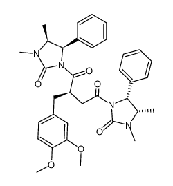 (R)-2-(3,4-dimethoxybenzyl)-1,4-bis((4S,5R)-3,4-dimethyl-2-oxo-5-phenylimidazolidin-1-yl)butane-1,4-dione结构式