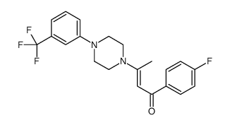 (E)-1-(4-fluorophenyl)-3-[4-[3-(trifluoromethyl)phenyl]piperazin-1-yl]but-2-en-1-one结构式
