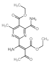 ethyl 2-(1-amino-2-ethoxycarbonyl-3-oxo-but-1-enyl)-4-carbamoyl-6-methyl-pyrimidine-5-carboxylate Structure