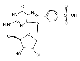 4-(2-amino-6-oxo-9-β-D-ribofuranosyl-6,9-dihydro-1H-purin-8-yl)-benzenesulfonic acid Structure