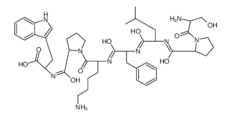 (2S)-2-[[(2S)-1-[(2S)-6-amino-2-[[(2S)-2-[[(2S)-2-[[(2S)-1-[(2S)-2-amino-3-hydroxypropanoyl]pyrrolidine-2-carbonyl]amino]-4-methylpentanoyl]amino]-3-phenylpropanoyl]amino]hexanoyl]pyrrolidine-2-carbonyl]amino]-3-(1H-indol-3-yl)propanoic acid Structure