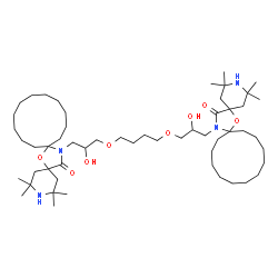 20,20'-[butane-1,4-diylbis[oxy(2-hydroxypropane-1,3-diyl)]]bis[2,2,4,4-tetramethyl-7-oxa-3,20-diazaspiro[5.1.11.2]henicosan-21-one] structure