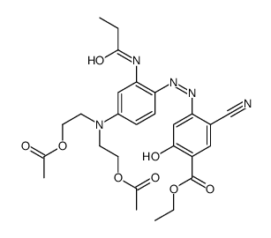 ethyl 4-[[4-[bis[2-(acetyloxy)ethyl]amino]-2-[(1-oxopropyl)amino]phenyl]azo]-5-cyanosalicylate结构式