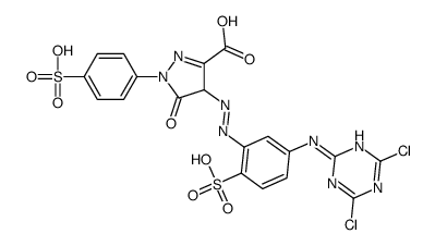 4-[[5-[(4,6-dichloro-1,3,5-triazin-2-yl)amino]-2-sulphophenyl]azo]-4,5-dihydro-5-oxo-1-(4-sulphophenyl)-1H-pyrazole-3-carboxylic acid structure