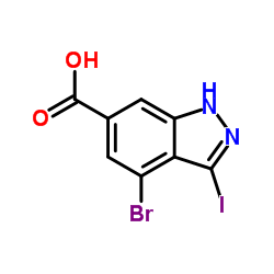 4-溴-3-碘-1H-吲唑-6-羧酸结构式