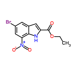 Ethyl 5-bromo-7-nitro-1H-indole-2-carboxylate结构式