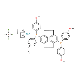 (R)-4,12-Bis(4-methoxyphenyl)-[2.2]-paracyclophane(1,5-cyclooctadiene)rhodium(I) tetrafluoroborate Structure