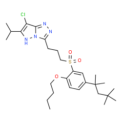 3-[3-[2-Butoxy-5-(1,1,3,3-tetramethylbutyl)phenylsulfonyl]propyl]-7-chloro-6-isopropyl-1H-pyrazolo[5,1-c]-1,2,4-triazole structure