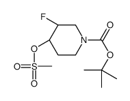 顺式-叔丁基3-氟-4-(甲基磺酰氧基)哌啶-1-羧酸结构式