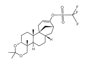 3α,18-isopropylidenedioxy-16-(trifluoromethylsulphonyloxy)-17-noraphidicol-15-ene结构式