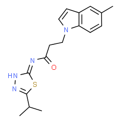 3-(5-methyl-1H-indol-1-yl)-N-[(2Z)-5-(propan-2-yl)-1,3,4-thiadiazol-2(3H)-ylidene]propanamide结构式