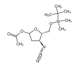 1-O-acetyl-3-azido-2,3-dideoxy-5-O-(tert-butyldimethylsilyl)-α,β-D-erythro-pentofuranose结构式