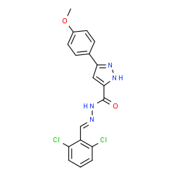 (E)-N-(2,6-dichlorobenzylidene)-3-(4-methoxyphenyl)-1H-pyrazole-5-carbohydrazide结构式
