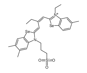 2-[2-[(3-ethyl-5-methyl-3H-benzoselenazol-2-ylidene)methyl]but-1-enyl]-5,6-dimethyl-3-(3-sulphonatopropyl)benzoselenazolium结构式