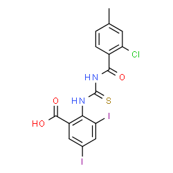 2-[[[[(4-CHLOROPHENYL)ACETYL]AMINO]THIOXOMETHYL]AMINO]-3,5-DIIODO-BENZOIC ACID结构式