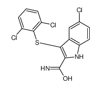 5-chloro-3-(2,6-dichlorophenyl)sulfanyl-1H-indole-2-carboxamide结构式