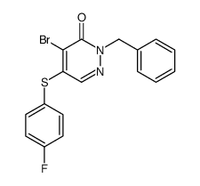 2-benzyl-4-bromo-5-(4-fluorophenyl)sulfanylpyridazin-3-one结构式