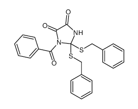 1-benzoyl-2,2-bis(benzylsulfanyl)imidazolidine-4,5-dione Structure