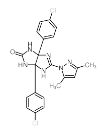 1,5-bis(4-chlorophenyl)-3-(3,5-dimethylpyrazol-1-yl)-2,4,6,8-tetrazabicyclo[3.3.0]oct-3-en-7-one structure