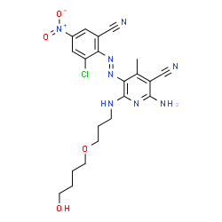 2-amino-5-[(2-chloro-6-cyano-4-nitrophenyl)azo]-6-[[3-(4-hydroxybutoxy)propyl]amino]-4-methylnicotinonitrile Structure