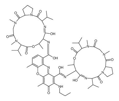 4,6-dimethyl-3-oxo-2-(propylamino)-1-N,9-N-bis[7,11,14-trimethyl-2,5,9,12,15-pentaoxo-3,10-di(propan-2-yl)-8-oxa-1,4,11,14-tetrazabicyclo[14.3.0]nonadecan-6-yl]phenoxazine-1,9-dicarboxamide结构式