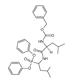 benzyl ((2S)-1-((1-(diphenoxyphosphoryl)-3-methylbutyl)amino)-4-methyl-1-oxopentan-2-yl)carbamate结构式