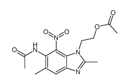 6-acetamido-1-(2-acetoxyethyl)-2,3-dimethyl-7-nitrobenzimidazole结构式