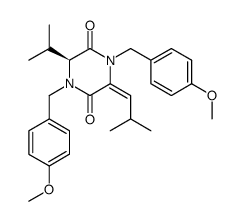 (6S,3E)-3-isobutylidene-6-isopropyl-1,4-bis-(4-methoxybenzyl)piperazine-2,5-dione Structure