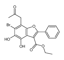 6-Bromo-4,5-dihydroxy-7-(2-oxo-propyl)-2-phenyl-benzofuran-3-carboxylic acid ethyl ester Structure