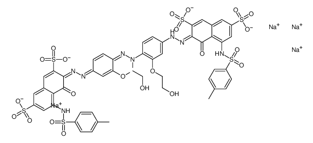 tetrasodium 3,3'-[azoxybis[[3-(2-hydroxyethoxy)-4,1-phenylene]azo]]bis[4-hydroxy-5-[[(p-tolyl)sulphonyl]amino]naphthalene-2,7-disulphonate] Structure