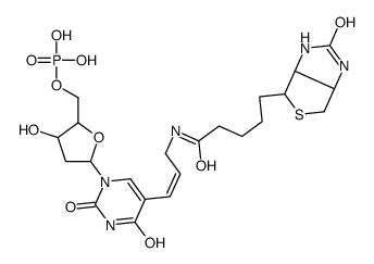 [5-[2,4-dioxo-5-[(E)-3-[5-(2-oxo-1,3,3a,4,6,6a-hexahydrothieno[3,4-d]imidazol-4-yl)pentanoylamino]prop-1-enyl]pyrimidin-1-yl]-3-hydroxyoxolan-2-yl]methyl dihydrogen phosphate Structure