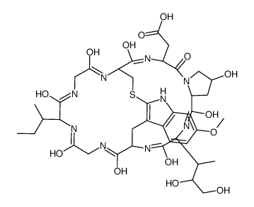 α-Amanitin, 1-L-aspartic acid-4-(2-mercapto-6-methoxy-L-tryptophan)-, de-S-oxide结构式