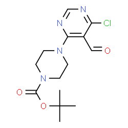 tert-butyl 4-(6-chloro-5-formyl-4-pyrimidinyl)tetrahydro-1(2H)-pyrazinecarboxylate结构式