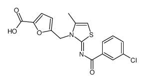 5-[[2-(3-chlorobenzoyl)imino-4-methyl-1,3-thiazol-3-yl]methyl]furan-2-carboxylic acid结构式