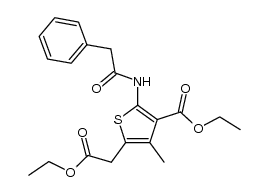 ethyl 5-(2-ethoxy-2-oxoethyl)-4-methyl-2-(2-phenylacetamido)thiophene-3-carboxylate Structure