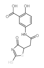 2-Hydroxy-5-{[(2-mercapto-4-oxo-4,5-dihydro-1,3-thiazol-5-yl)acetyl]amino}benzoic acid结构式