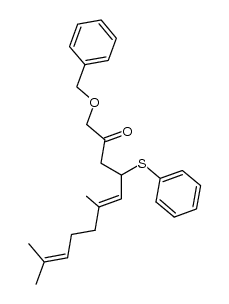 (5E)-1-benzyloxy-6,10-dimethyl-4-phenylthio-5,9-undecadien-2-one Structure