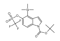 tert-butyl 5-(((trifluoromethyl)sulfonyl)oxy)-4-(trimethylsilyl)-1H-indole-1-carboxylate结构式