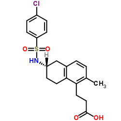 3-[(6S)-6-{[(4-Chlorophenyl)sulfonyl]amino}-2-methyl-5,6,7,8-tetrahydro-1-naphthalenyl]propanoic acid结构式