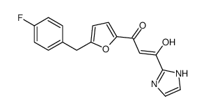 1-[5-[(4-fluorophenyl)methyl]furan-2-yl]-3-hydroxy-3-(1H-imidazol-2-yl)prop-2-en-1-one结构式