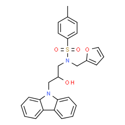 N-(3-(9H-carbazol-9-yl)-2-hydroxypropyl)-N-(furan-2-ylmethyl)-4-methylbenzenesulfonamide结构式