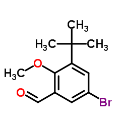 5-Bromo-2-methoxy-3-(2-methyl-2-propanyl)benzaldehyde结构式