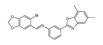 1-(6-bromo-1,3-benzodioxol-5-yl)-N-[3-(5,7-dimethyl-1,3-benzoxazol-2-yl)phenyl]methanimine Structure