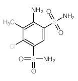 4-amino-6-chloro-5-methyl-benzene-1,3-disulfonamide structure