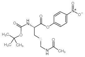N-叔丁氧羰基-S-[(乙酰氨基)甲基]-L-半胱氨酸 4-硝基苯酯结构式